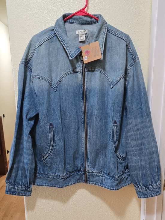 Ariat Jackets & Blazers - Ariat Medium Wash Blue Denim Zip-Front Jacket